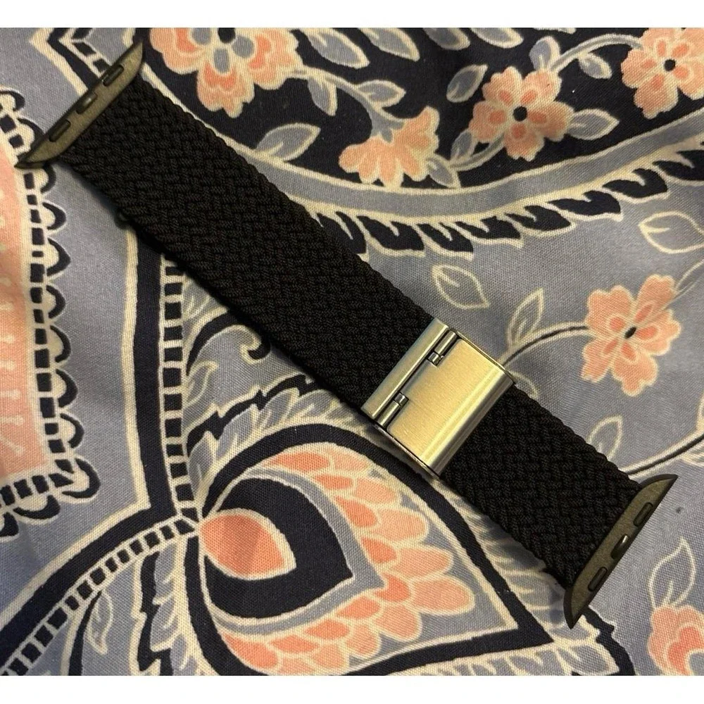NEW Black Adjustable Nylon Stretch Band for Apple Watch 42mm/44mm/45mm